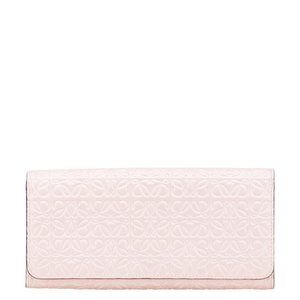 LOEWE Anagram Long Wallet Pink Leather Women's